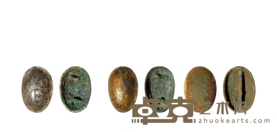 战国·鎏金鎏银铜贝币一组三枚 通长33.5-36.3mm