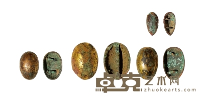 战国·特大、大、中、小鎏金贝币一组四枚 通长25.4-35.5mm
