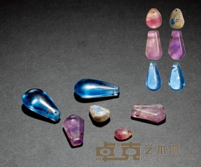 战国-清·水晶、琉璃贝币一组六枚 通长12-34mm