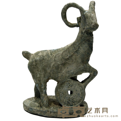 青铜羊摆件 长：7.5cm,宽：4cm,高：10.9cm,重量约:271.8g