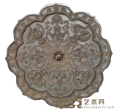 卷草纹四凤葵口镜 直径:22.5cm