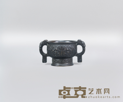 铜神面兽饕餮纹小簋（gui) 高5.5口径7（cm)