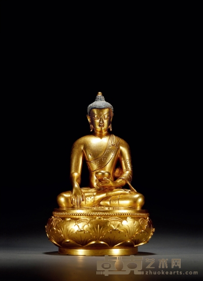 清早期·铜鎏金释迦牟尼座像 高：18cm