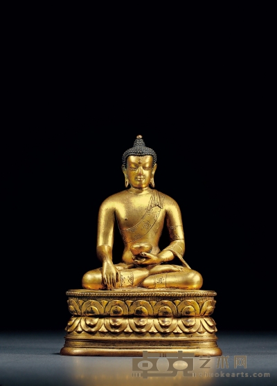 清·铜鎏金释迦牟尼像 高：18.5cm