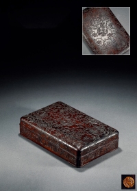 清中期·红木刻团凤纹盖盒