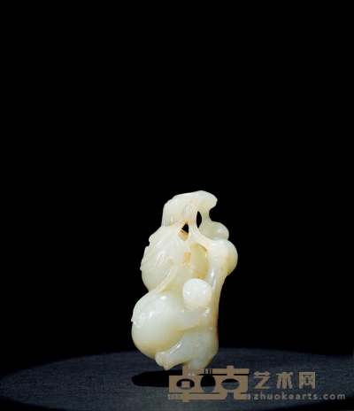 清·白玉雕葫芦童子挂件 长：6cm 宽：3.3cm