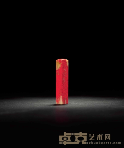 昌化白玉地鸡血石小红袍章 1.3×1.3×6.2cm