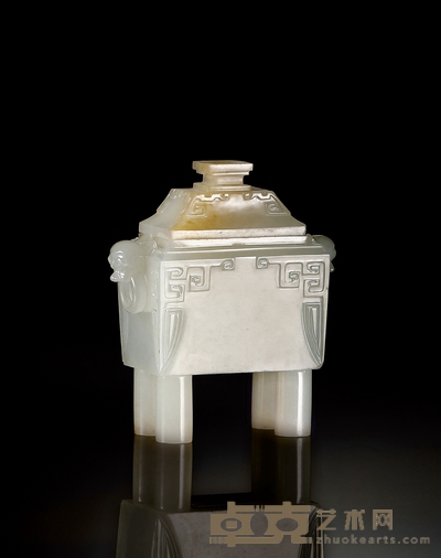 清·白玉雕鼎式炉 80×72×33mm