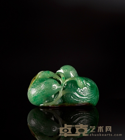 清·翡翠雕岁岁平安 54×29×30mm