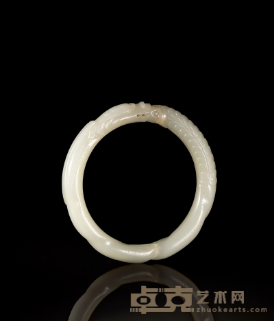 清·白玉雕龙纹手镯 外径76mm，内径58mm