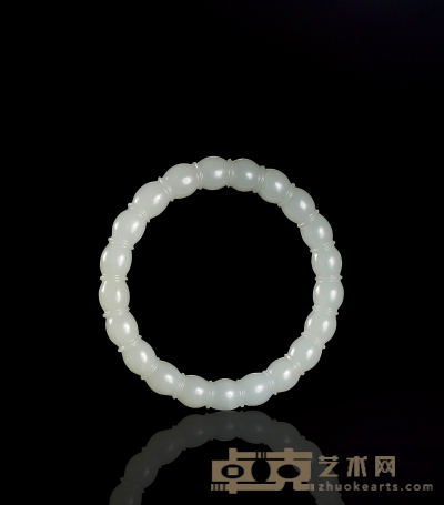 清·白玉雕连珠纹手镯 外径78mm，内径60mm