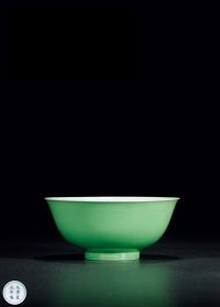 清雍正·秋葵绿釉碗