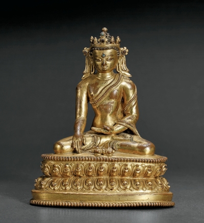 14世纪·铜鎏金宝冠释迦坐像