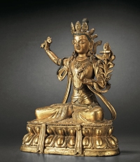清乾隆·铜鎏金文殊菩萨坐像