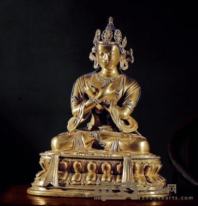 清康熙·铜鎏金金刚总持坐像 高：36cm
