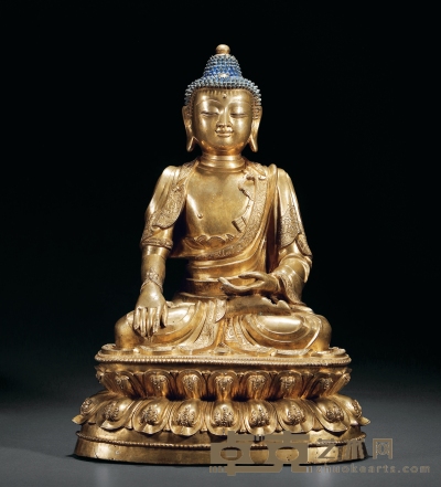 明·铜鎏金释迦牟尼坐像 高：41.5cm