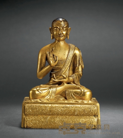 清乾隆·铜鎏金罗汉坐像 高：15.5cm