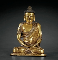 明·铜鎏金阿弥陀佛坐像