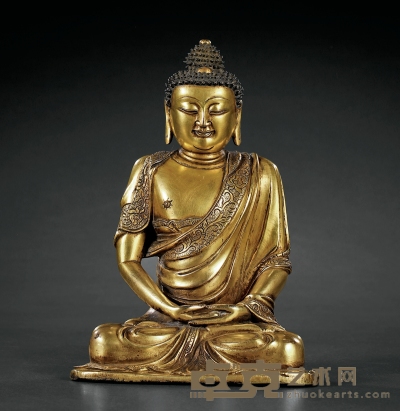 明·铜鎏金阿弥陀佛坐像 高：20.2cm