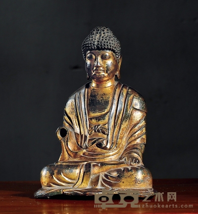 唐（渤海国）·铜鎏金释迦说法像 高：16cm