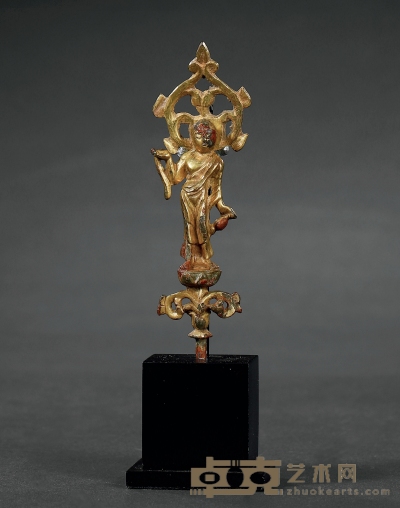 唐·铜鎏金罗汉立像 高：9.5cm