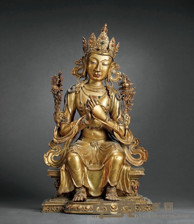 清乾隆·铜鎏金弥勒坐像 高：52cm