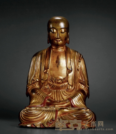 清·木胎地藏菩萨坐像 高：36.5cm