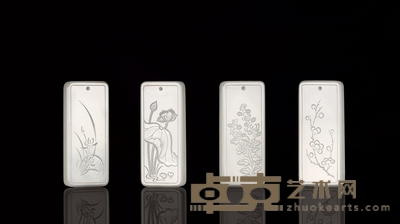 林金波 春夏秋冬 白玉套牌 42×18×6mm ×4 重量:11.4g 11.1g 11.1g 11.2g