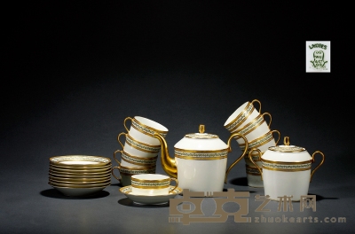 利摩日（Limoges）阿拉伯风格茶具十二件套组 茶杯高：5.4cm 口径：8.9cm 
茶碟直径：14.5cm
糖罐高：8.8cm 口径：14cm
茶壶高：17.8cm  口径：8cm
