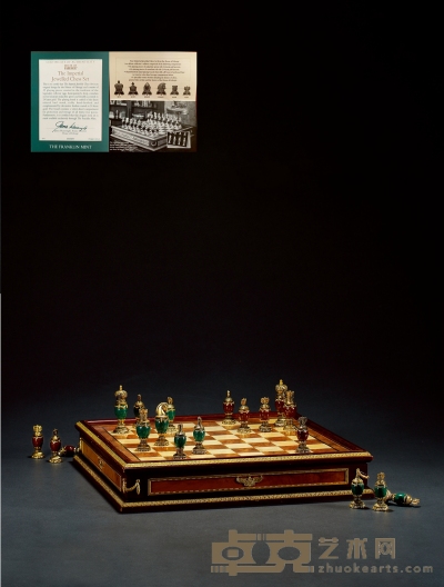 法贝热宝石镶嵌国际象棋 棋盘长:42cm 宽:42cm 高:8cm
