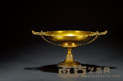 十九世纪制 全铜古罗马神话人物纹饰圣杯式果盘 高：20cm 直径：43cm
