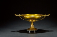 十九世纪制 全铜古罗马神话人物纹饰圣杯式果盘