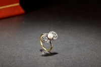 1910年制 爱德华时期钻石镶嵌珍珠戒指