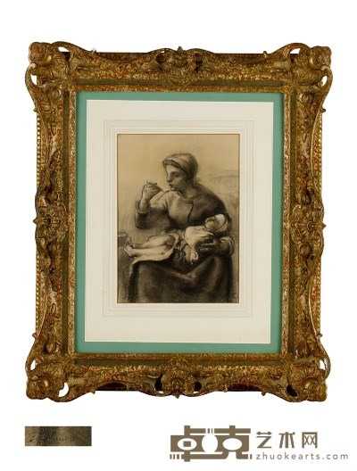 让-弗朗索瓦·米勒  喂食的妇女 画面高：36cm 宽：25cm 画框高：75cm 宽：64cm