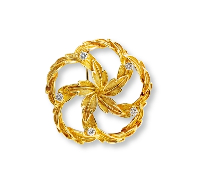 蒂芙尼（Tiffany & Co.）18K黄金钻石花形胸针