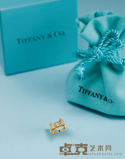 蒂芙尼（Tiffany& Co.）18K金镶钻石蝴蝶结戒指（附原盒及绒布袋） 戒圈尺寸16，重约7.37克