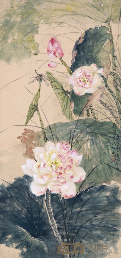 陆抑非  蜻蜓荷塘图 96×45.5cm   