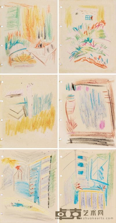 吴大羽 无题(六件一组) 21.1×16.4cm×6