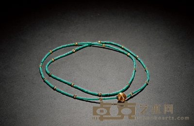 斯基泰文化·绿松石折叶金珠串 通长：310mm