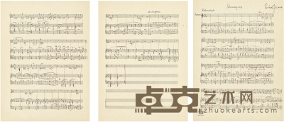 理查德德·施特劳斯  歌剧《沉默的女人》终幕乐谱创作稿 53×36cm  