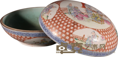 清 光绪粉彩人物捧盒 D:26cm