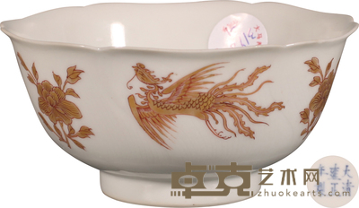 清 雍正描金凤纹花口碗 D:11.5cm