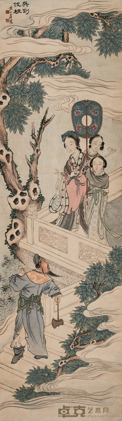 黄山寿 吴刚伐桂 161×47cm