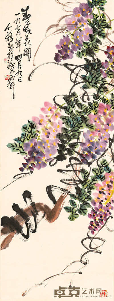 王个簃   春暖花开 82×30cm