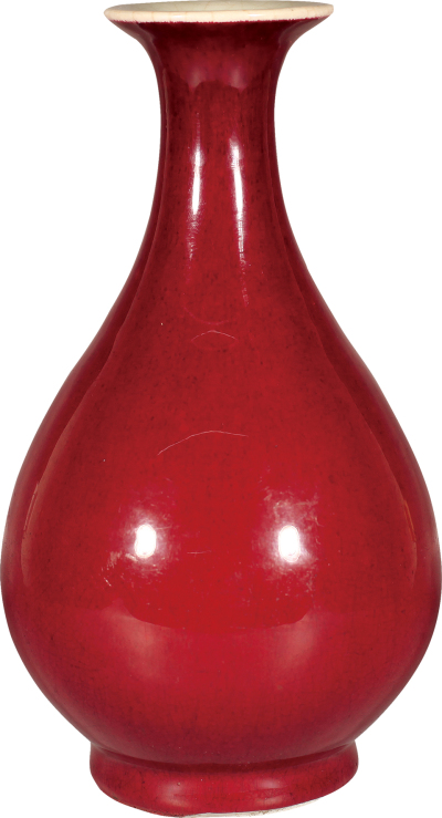 清·乾隆红釉玉壶春瓶