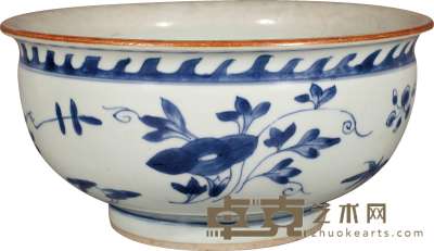 清·顺治青花折枝花卉纹炉 H：11.6cm D：23.5cm