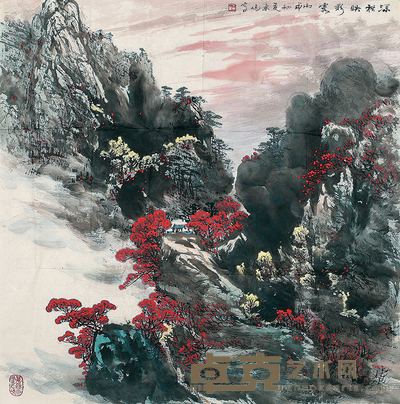 李东旭 深秋映彩霞 67cm×67cm  约 4 平尺