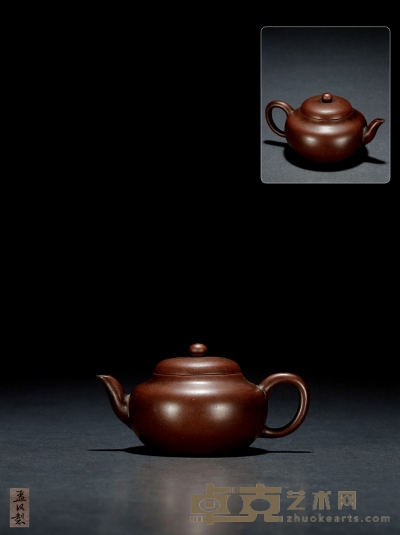 清中期•孟汉款紫泥鼓腹壶 6.2×12.6cm