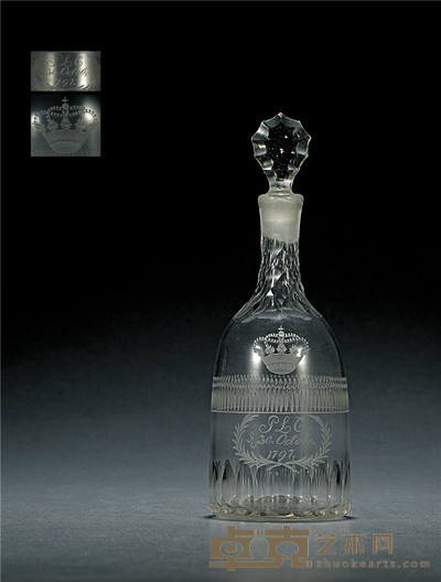 1797年制 丹麦刘易斯·夏洛特公主专用水晶瓶 高：23cm 底部直径：8cm