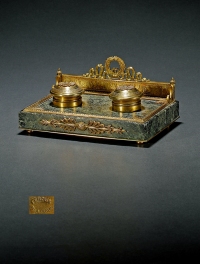 法兰西第二帝国皇宫专用铜鎏金花叶饰理石墨盒